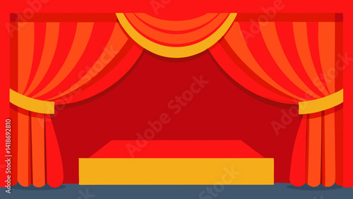 red stage curtains with spotlight