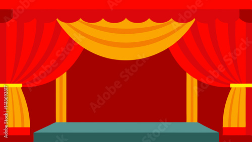 red stage curtains with spotlight