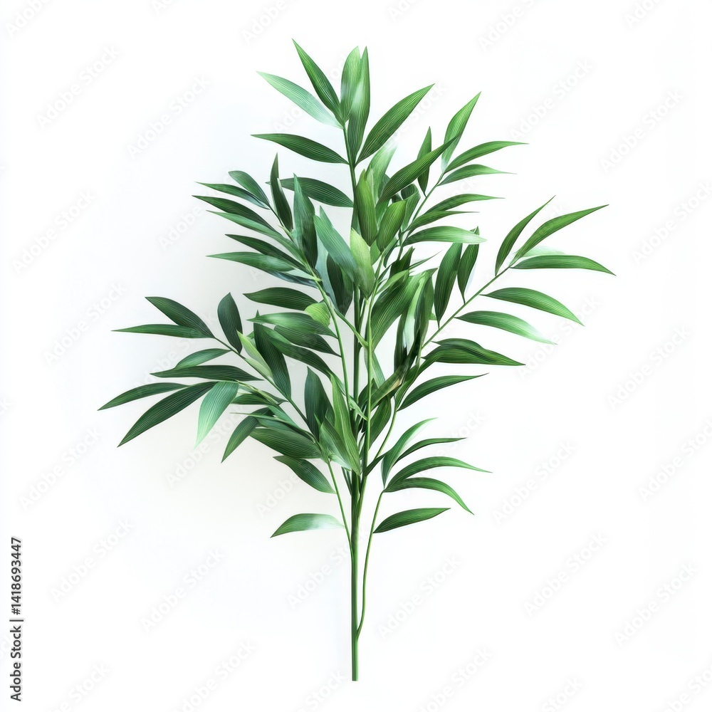 Fototapeta premium Lush Green Bamboo Leaves on White Background for Natural Decor