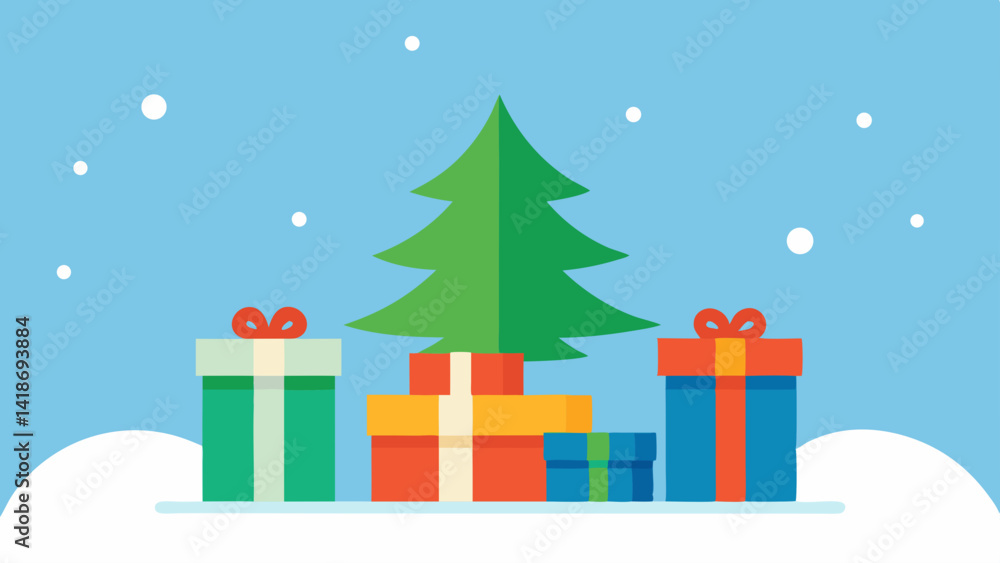 Fototapeta premium christmas tree with gift boxes