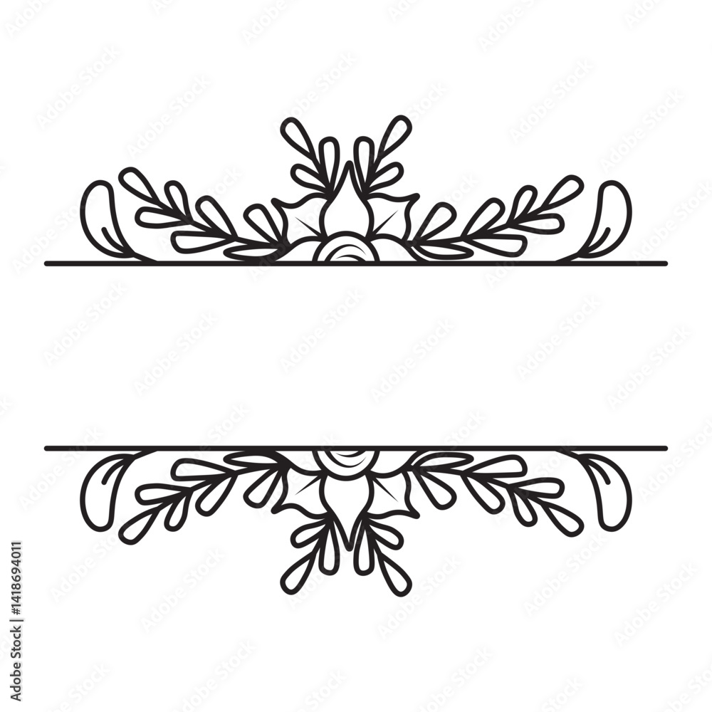 Floral Border Divider on White Background. Vector Illustration. Floral Border Divider on White Background. Vector Illustration.
