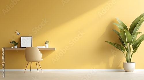 Home office setup modern room interior design bright space aesthetic view productivity concept