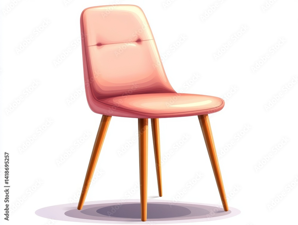Stylish pink chair with elegant wooden legs, a perfect blend of comfort and modern design Stylish pink chair with elegant wooden legs, a perfect blend of comfort and modern design