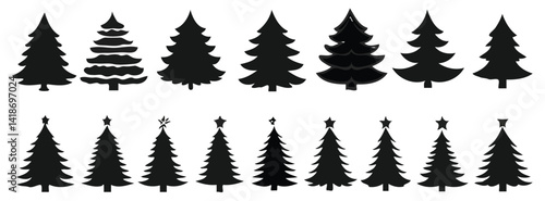 set christmas tree silhouette 