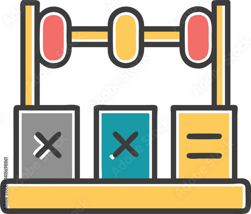 Colorful Ballot Box Design with Voting Choice and Symbol Icons on Transparent