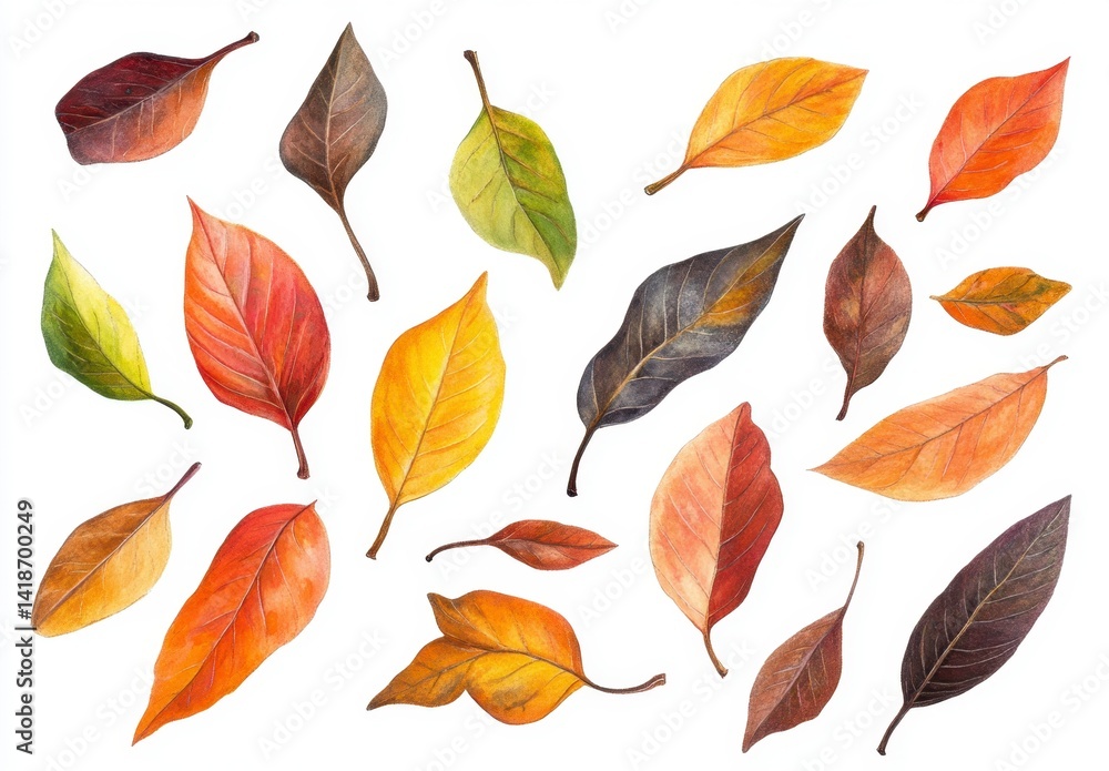 Obraz premium Colorful Autumn Leaves Collection for Seasonal Decor and Design