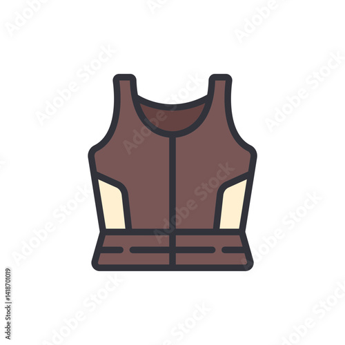 Body armor colored icons, minimalist vector illustration ,simple transparent graphic element .Isolated on white background