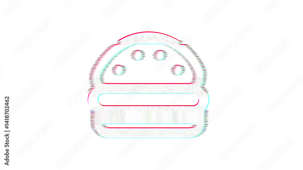 Fototapeta premium Icon hamburger is distorted. Glitch. Noise, chromatic aberration, geometric distortion