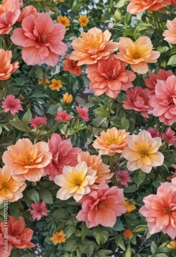 Vibrant watercolor blooms, summer garden  lush petals, sunny hues , tulip, wildflower, flowers