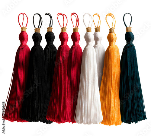 Wallpaper Mural A vibrant collection of decorative tassels in various colors, showcasing intricate craftsmanship against a neutral backdrop Torontodigital.ca