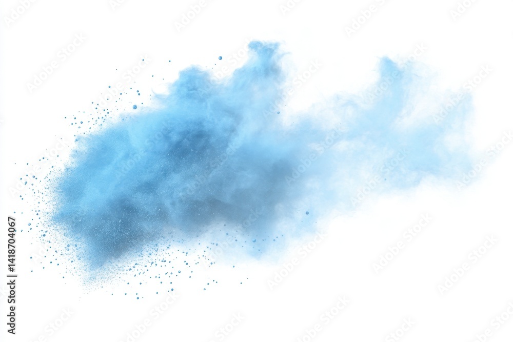 Fototapeta premium Blue Powder Explosion on White Background for Creative Projects