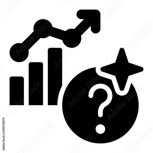 Predictive Analytics, Trend Analysis, Future Analytics Glyph Solid Icon