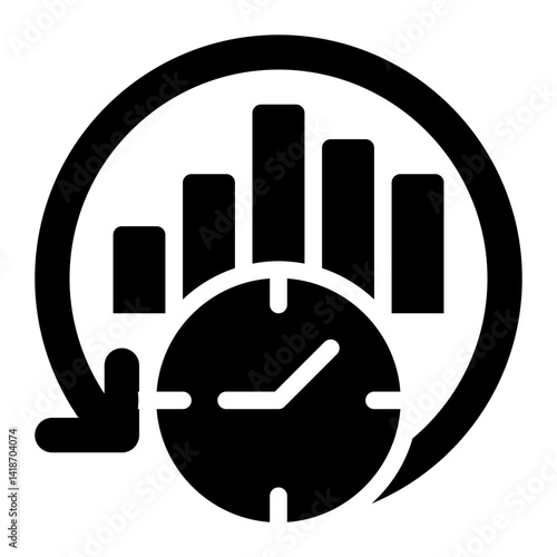 Real Time, Data, Data History Glyph Solid Icon