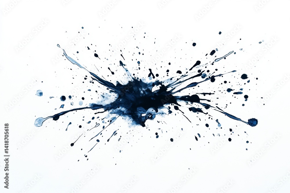 Abstract Blue Paint Splash on White Background with Dynamic Movement Abstract Blue Paint Splash on White Background with Dynamic Movement