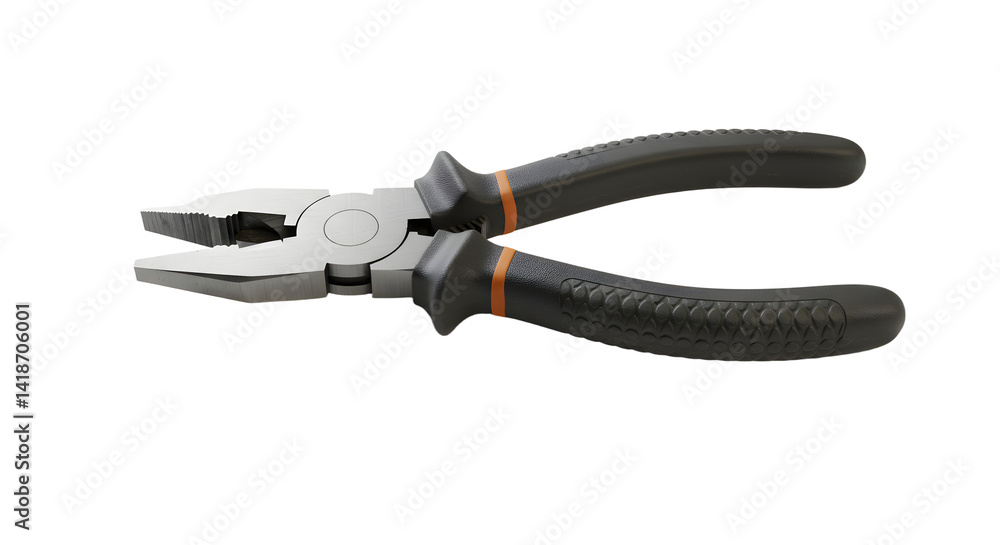 Obraz premium Close-up of a pair of pliers on a white background, showcasing the tool's design and functionality for DIY projects