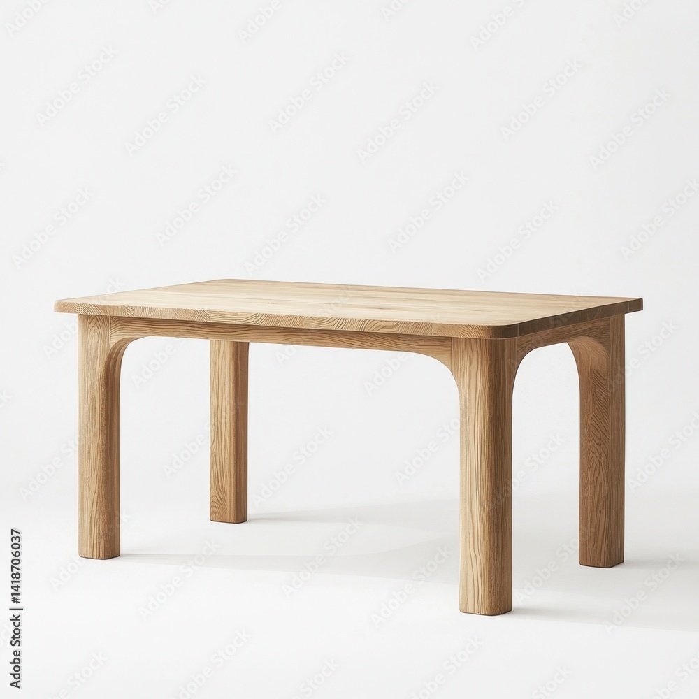 Modern Minimalistic Wooden Table with Smooth Edges and Clean Design Modern Minimalistic Wooden Table with Smooth Edges and Clean Design