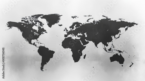 Wallpaper Mural A grayscale world map illustration with country borders, continents, and oceans. Torontodigital.ca