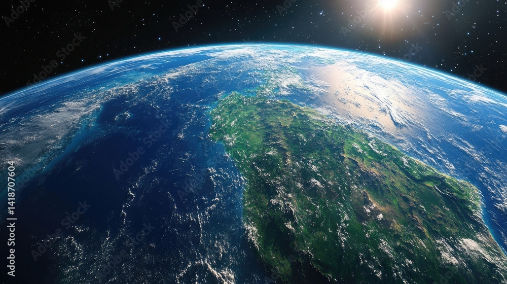 Obraz premium A stunning view of Earth from space, showcasing the continents and oceans.