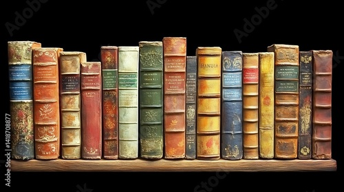Antique books on a shelf