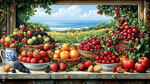Summer fruits & sea view