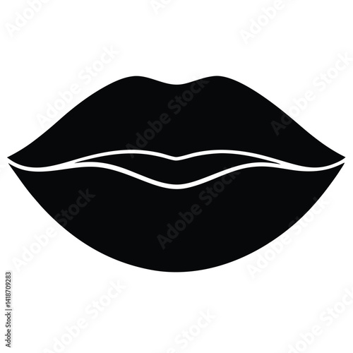 Simple black and white illustration of lips