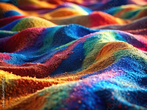Vibrant Colored Sand Texture Background, Abstract Art, Colorful Grains, Desert Landscape,  High Resolution Image