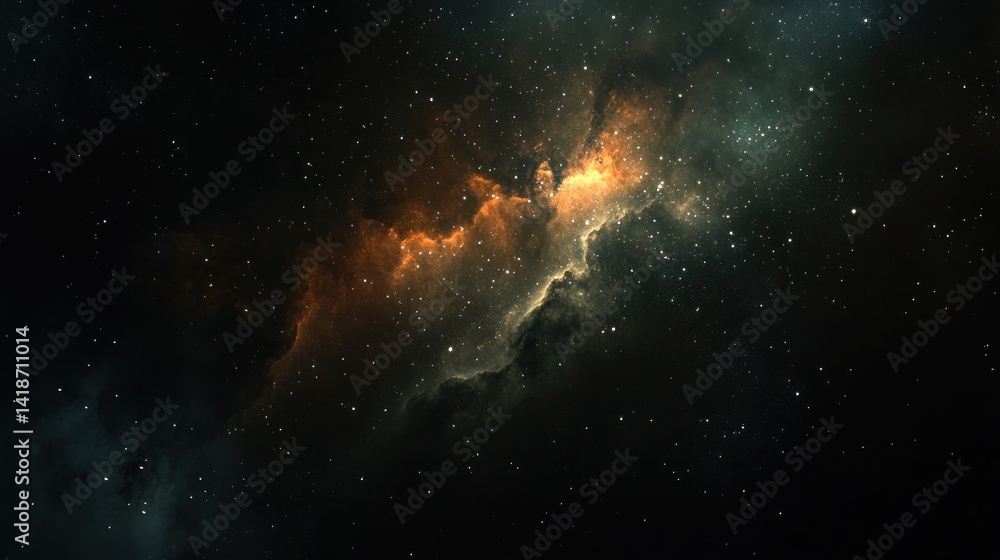 Cosmic Nebula: A Celestial Tapestry of Orange and Teal Hues Cosmic Nebula: A Celestial Tapestry of Orange and Teal Hues