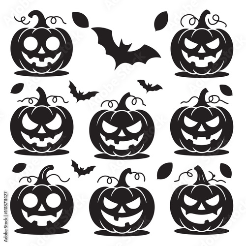 pumpkin, halloween pumpkin vector silhouettes