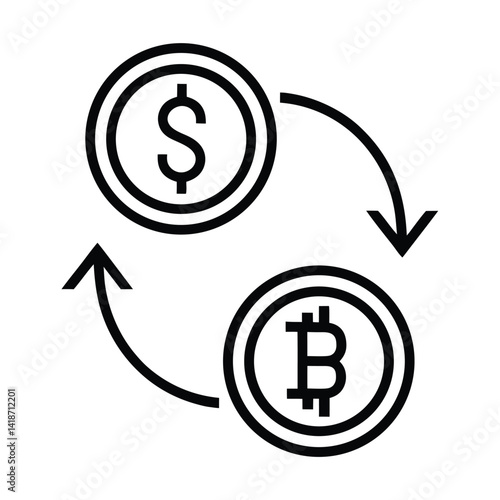 Dollar to Bitcoin Crypto Exchange Currency Arrows Transparent Background