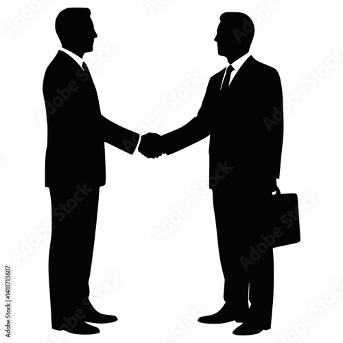 Businessmen Handshake Silhouette Symbolizing Trade Agreement and Partnership