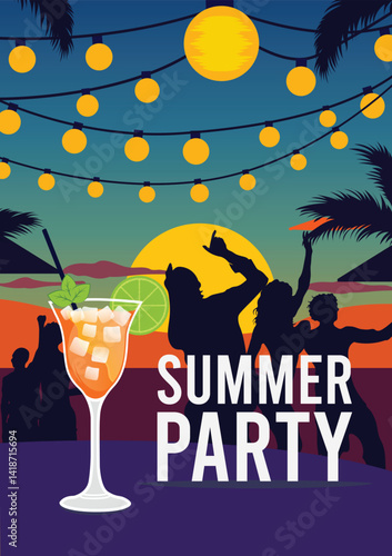 Silhouette Summer Party Scene 