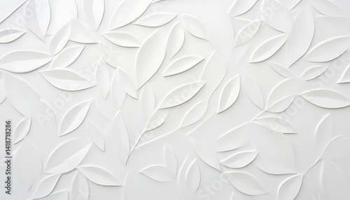 Fototapeta Naklejka Na Ścianę i Meble -  White geometric leaves 3d tiles texture Background banner