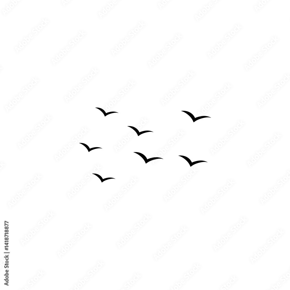 Fototapeta premium Flying birds silhouette flock. Vector illustration 
