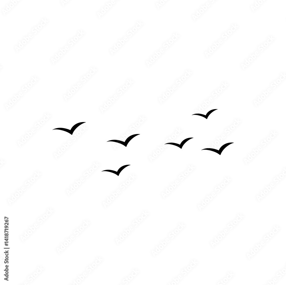Fototapeta premium Flying birds silhouette flock. Vector illustration 