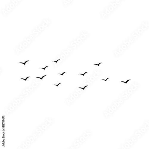 Flying birds silhouette flock. Vector illustration 