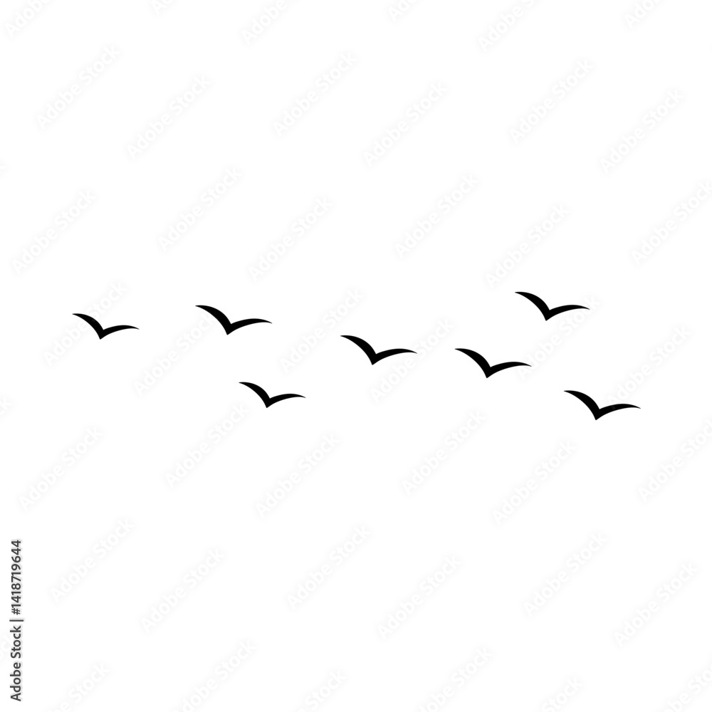 Fototapeta premium Flying birds silhouette flock. Vector illustration 