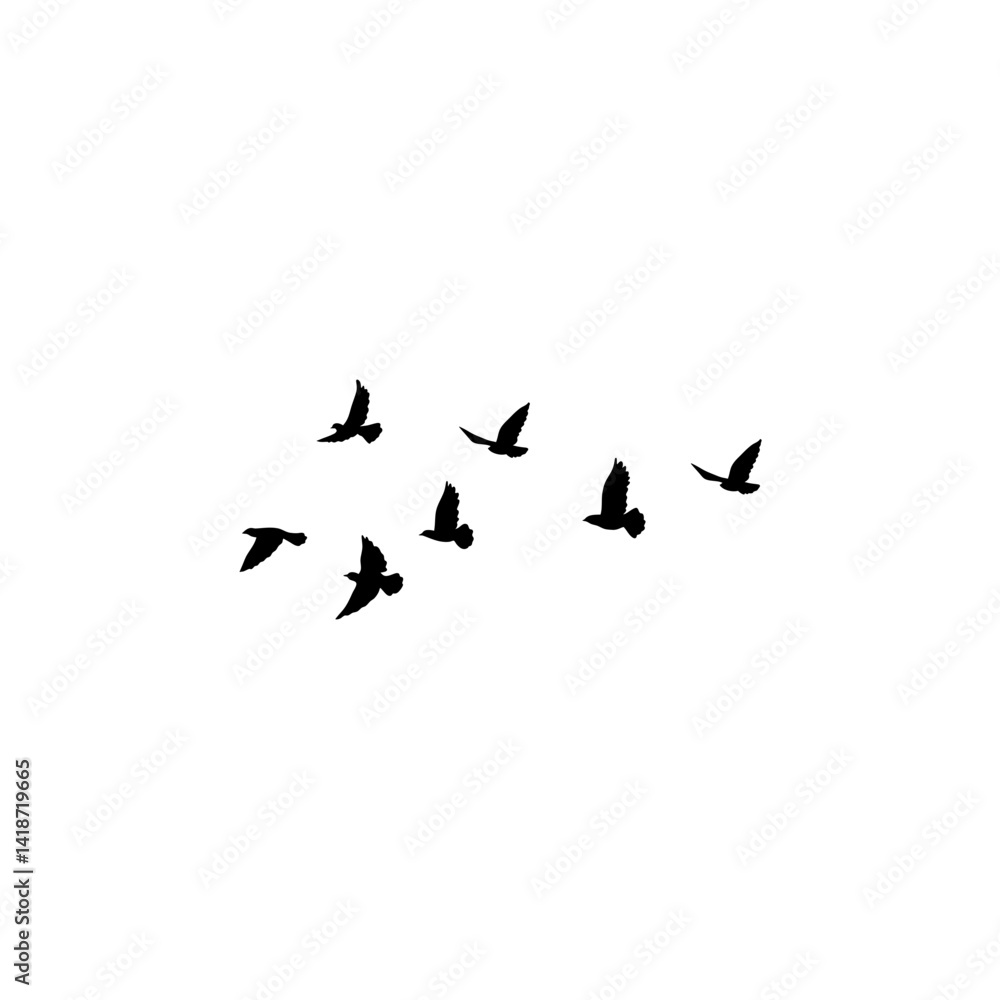 Fototapeta premium Flying birds silhouette flock. Vector illustration 