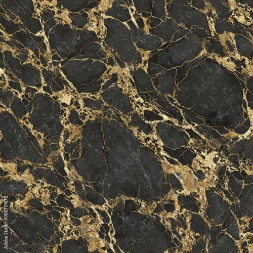 Elegant black onyx stone texture showcasing intricate golden pattern with high clarity on a transparent background for design applications.
