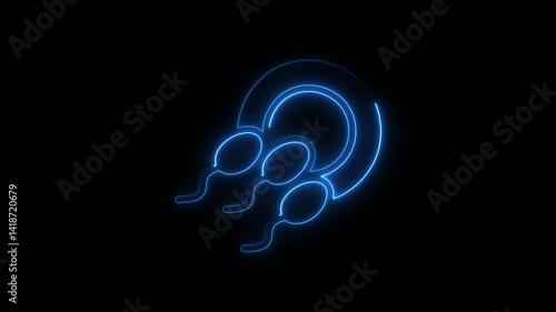 Wallpaper Mural Glowing neon sperms icon 4k, isolated on black background. HD Video motion graphic animation Torontodigital.ca