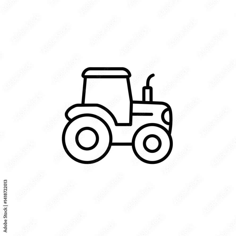 Farm Tractor Icon Simple Line Art Design for Agriculture and Farming Farm Tractor Icon Simple Line Art Design for Agriculture and Farming