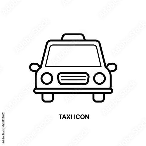 Black and White Taxi Icon Simple Line Art Vector Illustration for Transportation Design