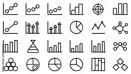 Hand Drawn Infographic Charts and Graphs Icons Set