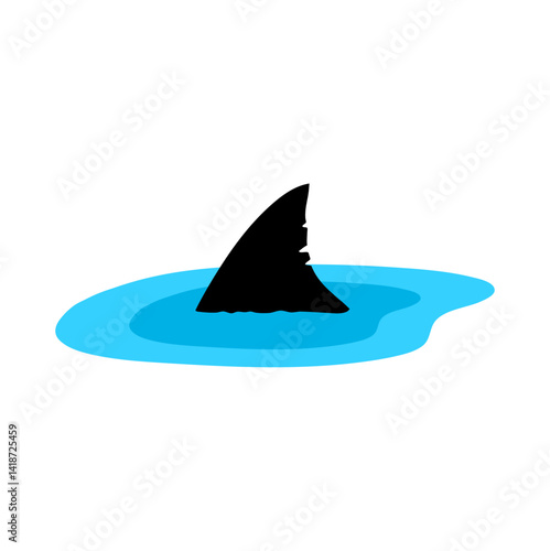 Predatory shark fin underwater with waves