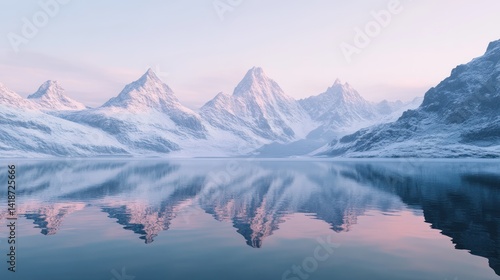 Wallpaper Mural Magnificent snow-covered mountains mirrored in the tranquil waters of the pristine lake Torontodigital.ca