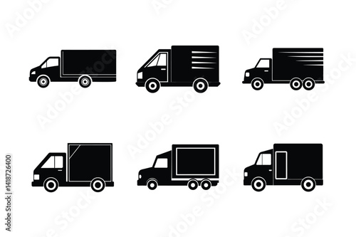 Express Shipping Truck Vector Illustration Set