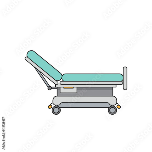 Medical examination table with adjustable backrest in clinical setting  
