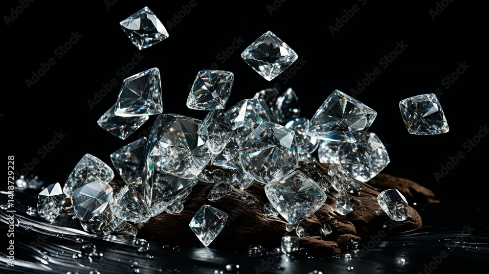 pile of sparkling diamonds, black background Generate AI pile of sparkling diamonds, black background Generate AI