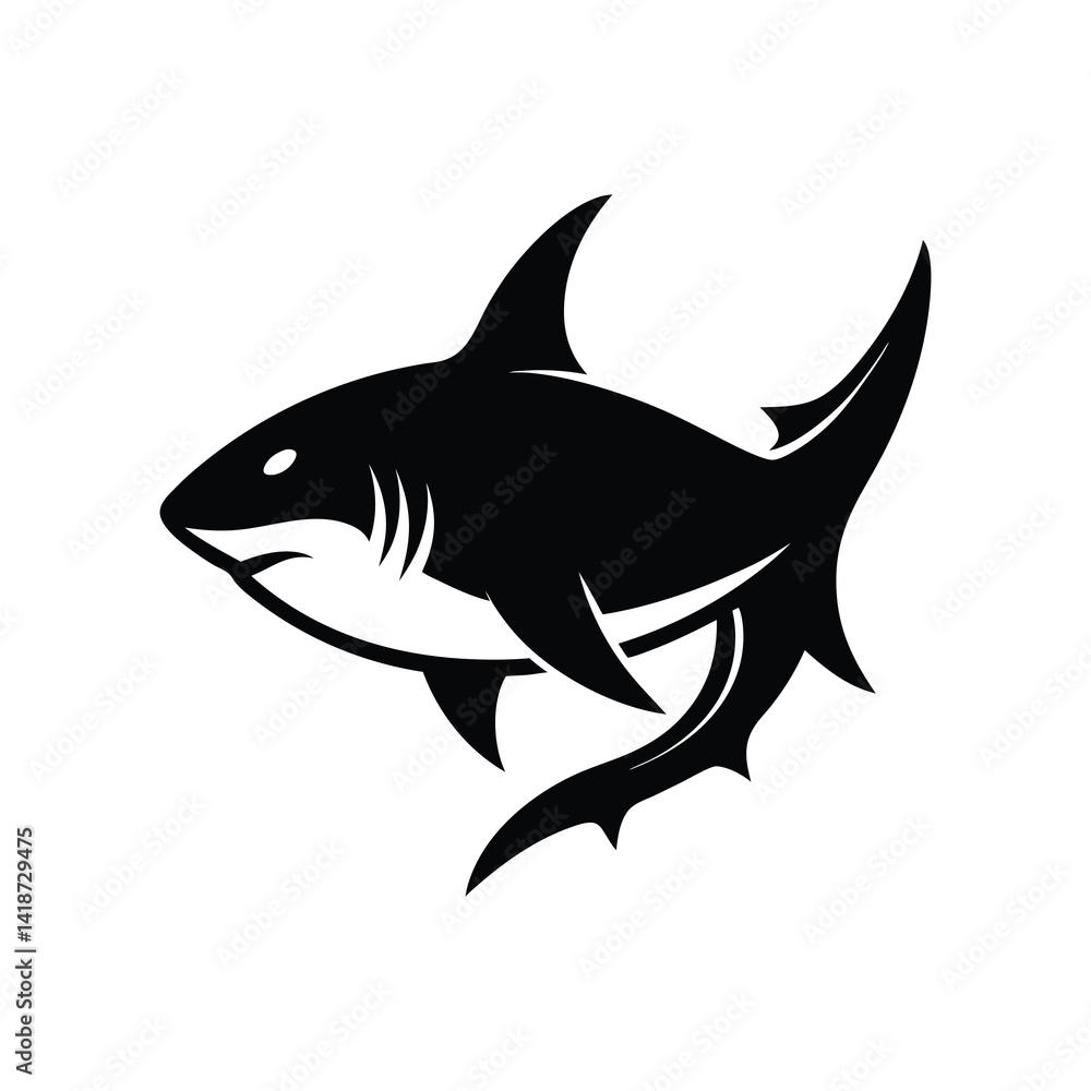 Fototapeta premium Shark icon of silhouette vector illustration