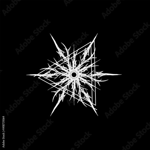 Neo tribal vector featuring a sharp star shaped sigil with cyber gothic triangular elements. Ideal for tattoo, dark aesthetics streetwear and logo.