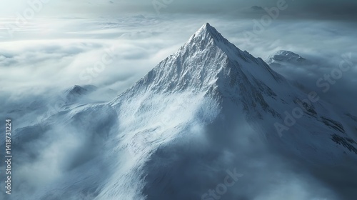 Wallpaper Mural Snowy Mountain Peak Above the Clouds Torontodigital.ca